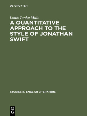cover image of A quantitative approach to the style of Jonathan Swift